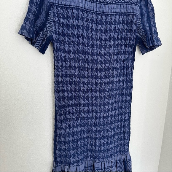Summery Copenhagen Women's Celine Short Sleeve Dress Blue Houndstooth Size Small - Picture 6 of 12